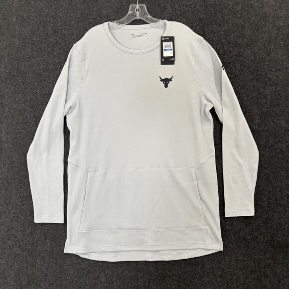 Under Armour Project Rock Sweater Mens XL Gray Authentic Crew Fitted Shirt - Picture 1 of 10